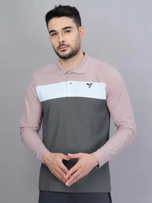 Men Colorblock Slim Fit Polo T-shirt with MATPIQ quick dry Mesh Lined Back