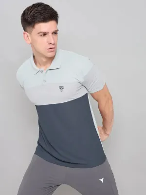 Men Colorblock Slim Fit Polo T-shirt with MATPIQ Twill Tape Reinforcement