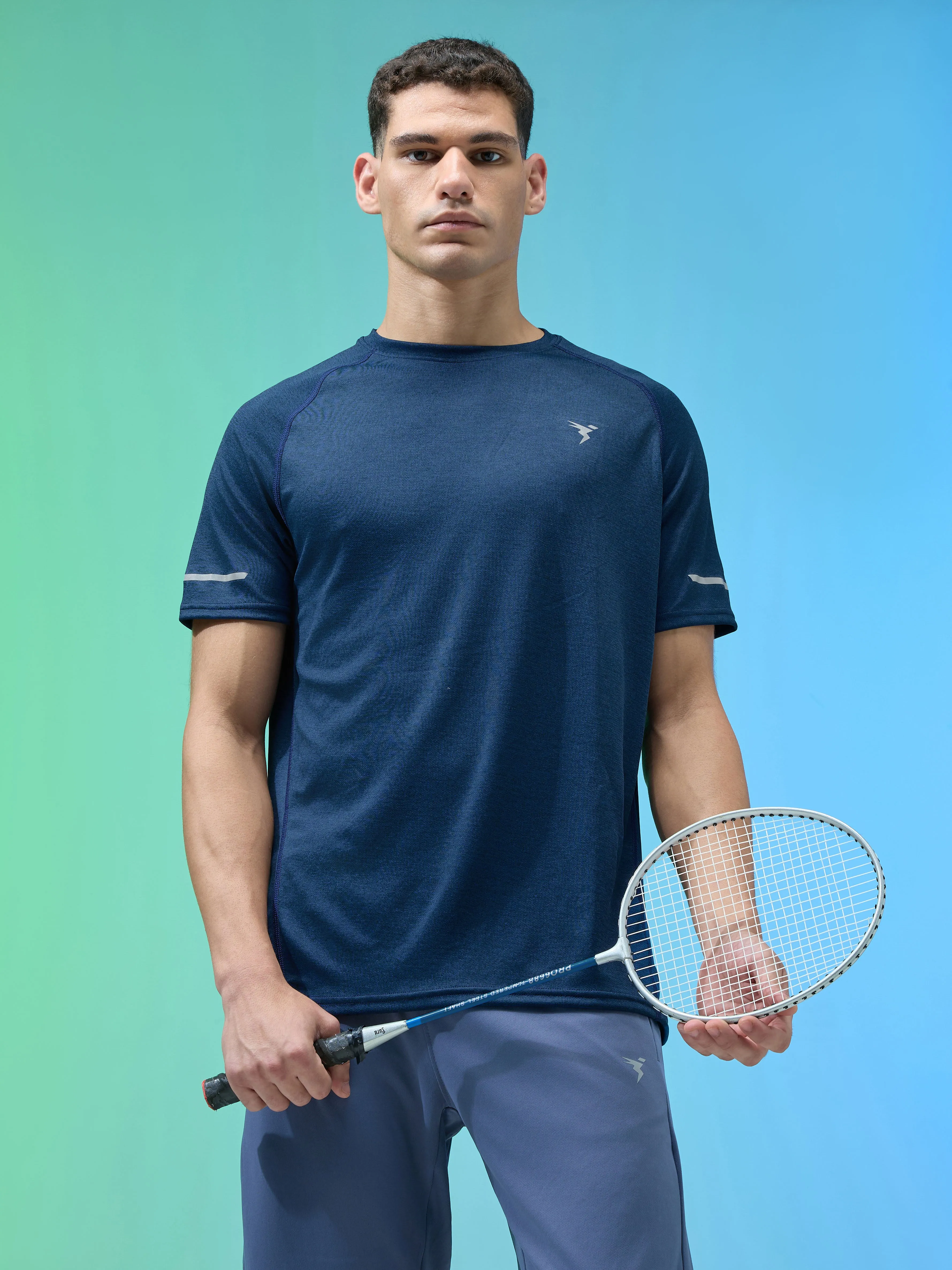 Men Melange Slim Fit Crew Neck T-shirt with MELANGE Effortless Vibe Versatile Comfort Wear
