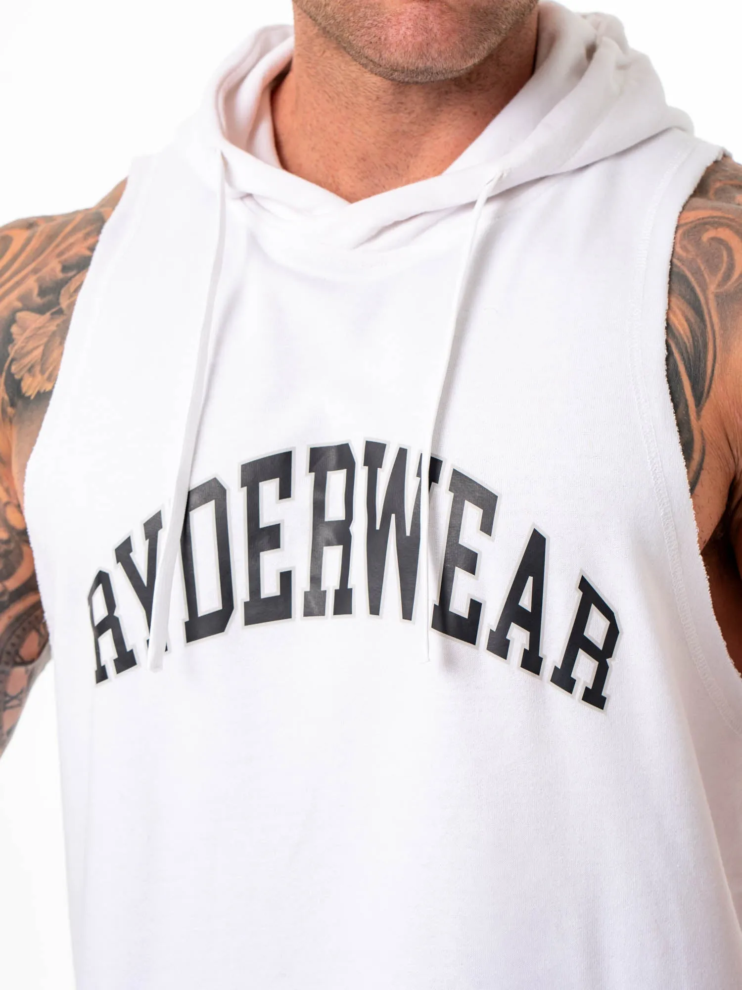 Collegiate Sleeveless Hoodie - White Relaxed Layers Comfy Wear