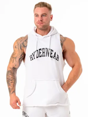 tag accents Street Essential Collegiate Sleeveless Hoodie - White