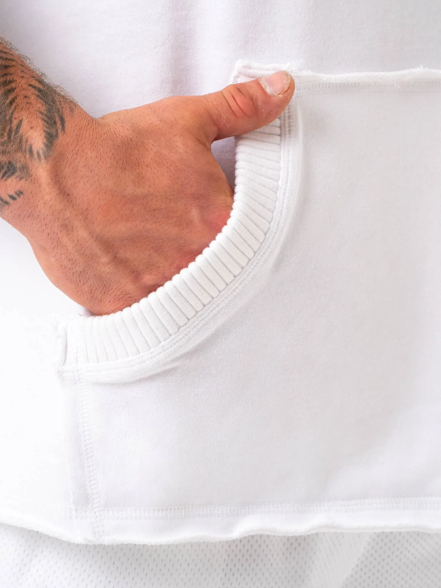 Modern Sporty Collegiate Sleeveless Hoodie - White