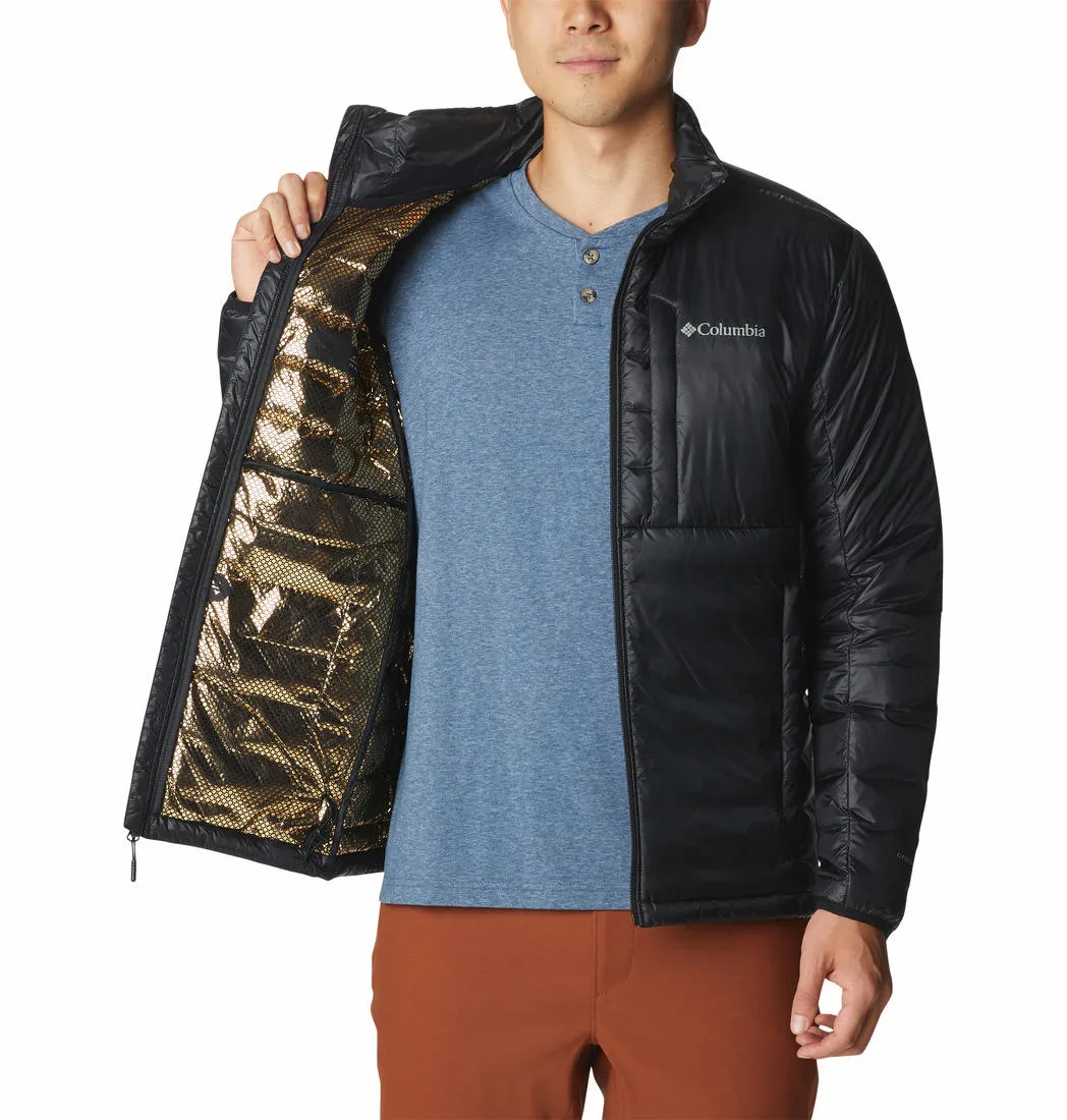 Columbia Men Black Infinity Summit Double Wall Down Jacket Relaxed Motion Non Chafing Edges