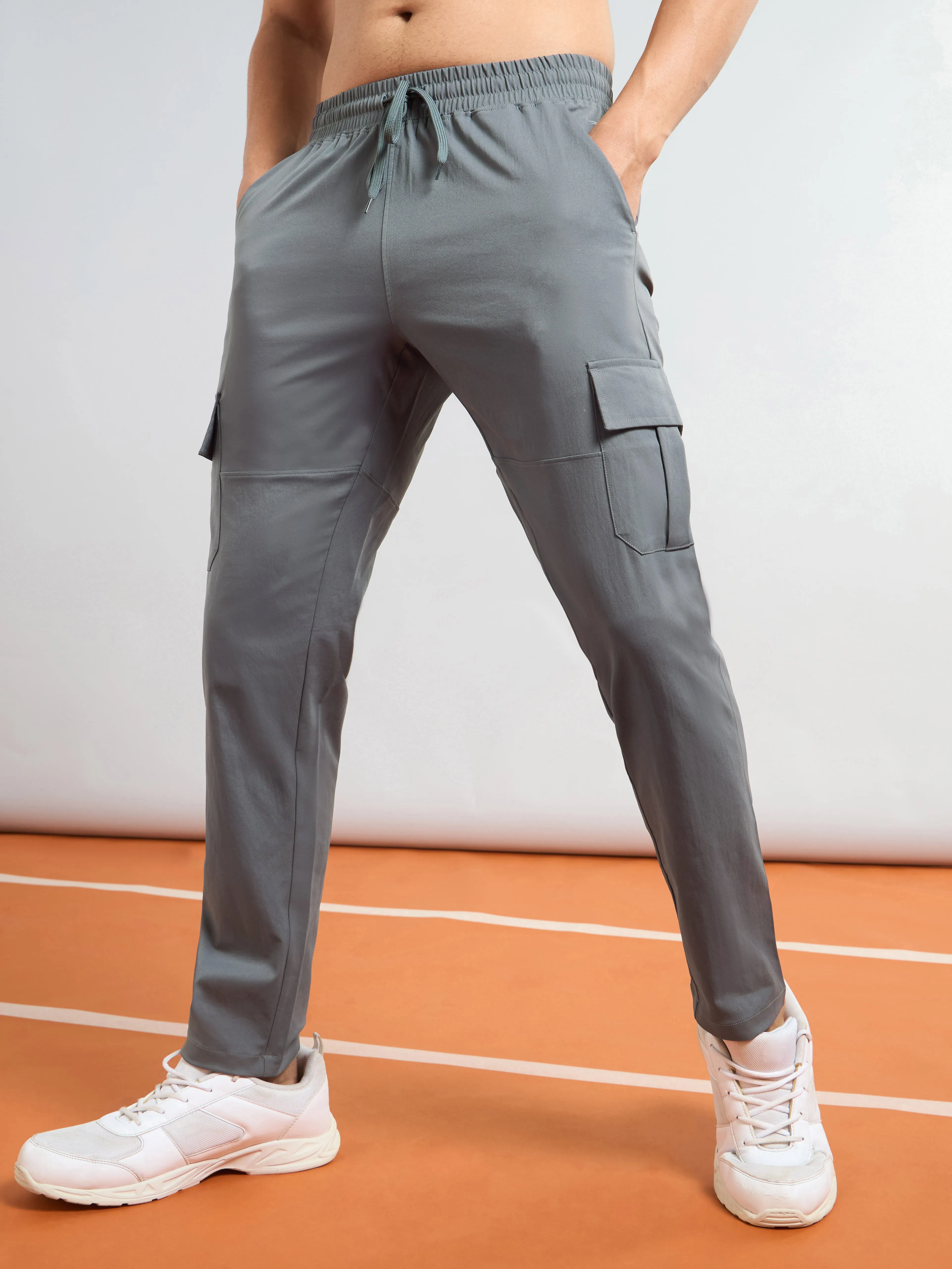 Stylish Movement Men Solid Relax Fit Sports Cargo Trackpants with TS FLEXI