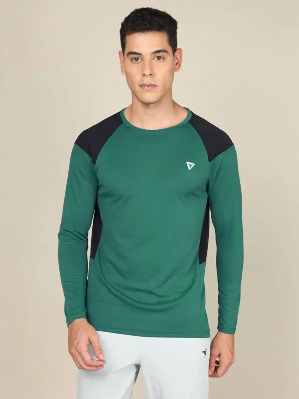 Men Colorblock Slim Fit Crew Neck T-shirt with TECHNO COOL  AntiPillingTreatment Casual Flex Wear
