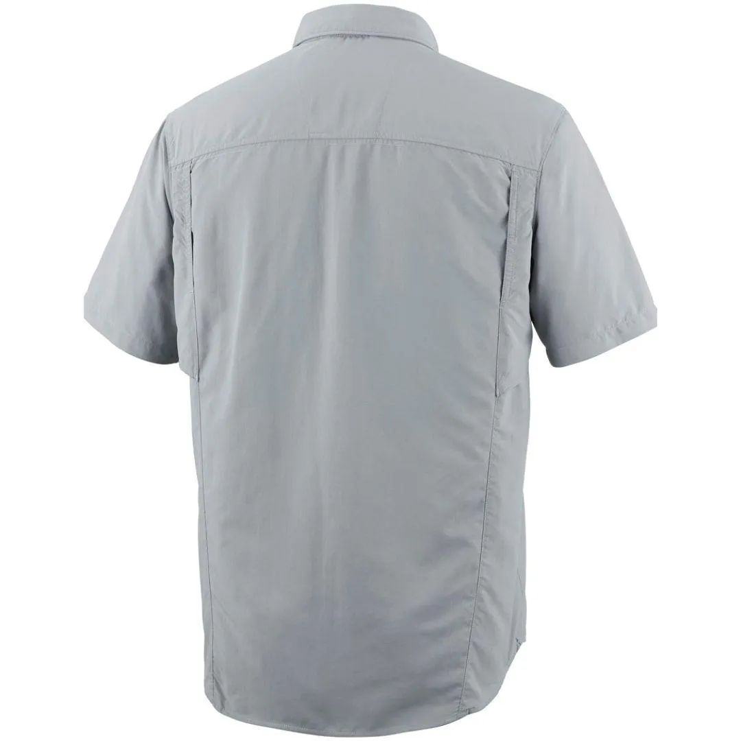 Columbia Men Grey Silver Ridge Short Sleeve Shirt (Sun Protection) Flexible Fabric Blend