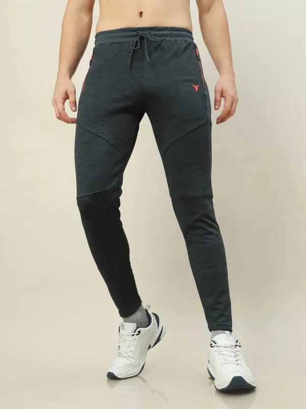 Stretch Waist Expansion High Performance Leggings Men Melange Slim Fit Trackpants with TECHNO DRY