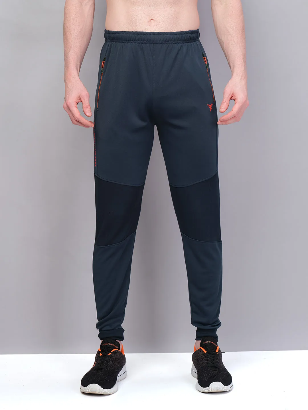 Energized Performance Articulated Knees Men Solid Slim Fit Trackpants with TECHNO GUARD