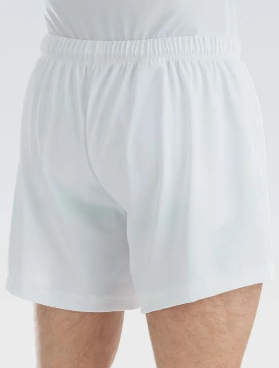 Men's Nylon/Spandex Long Gymnastics Shorts White Water Resistant Finish