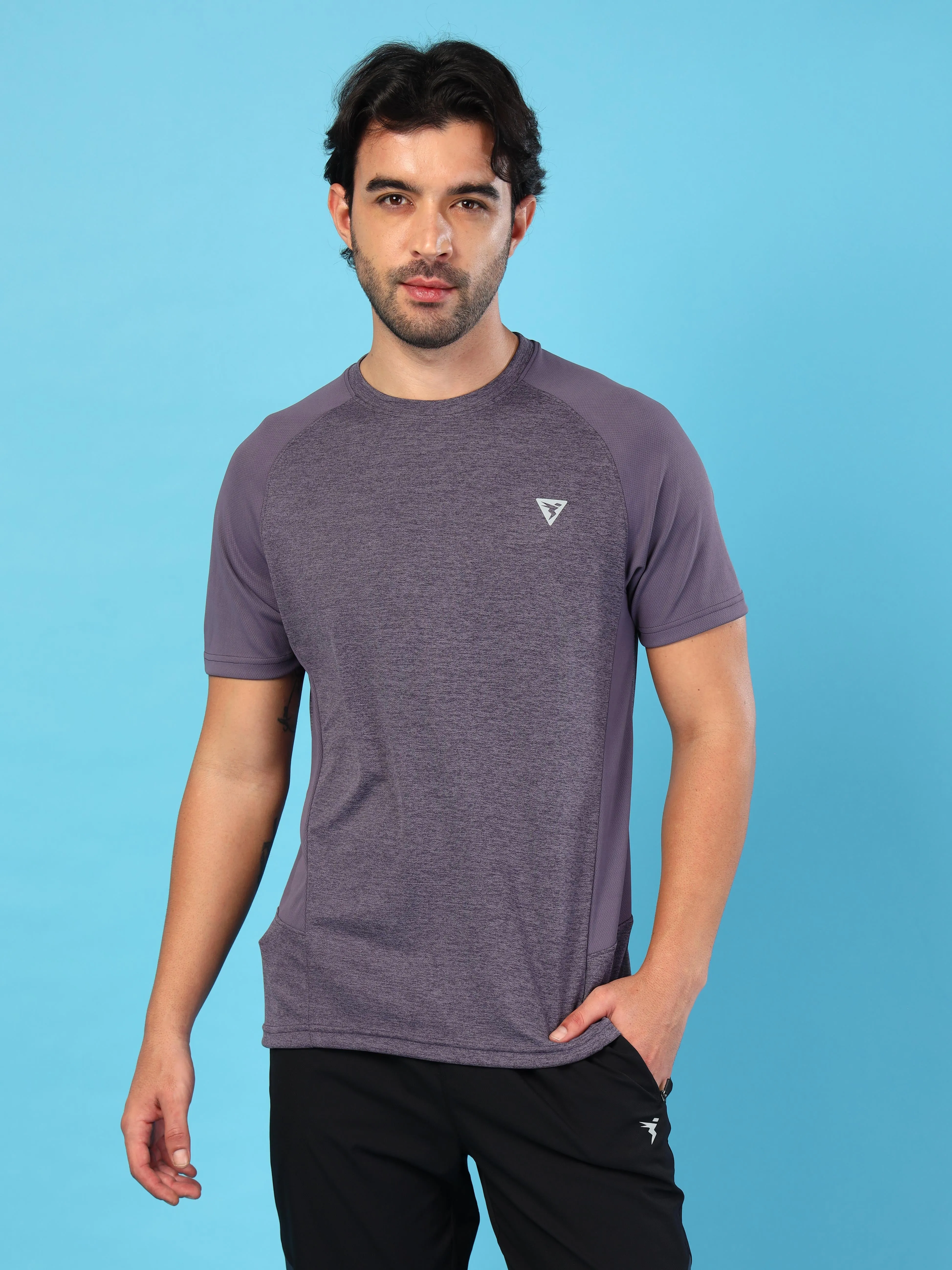 Men Solid Slim Fit Crew Neck T-shirt with DOUBLE?COOL Modern and Soft