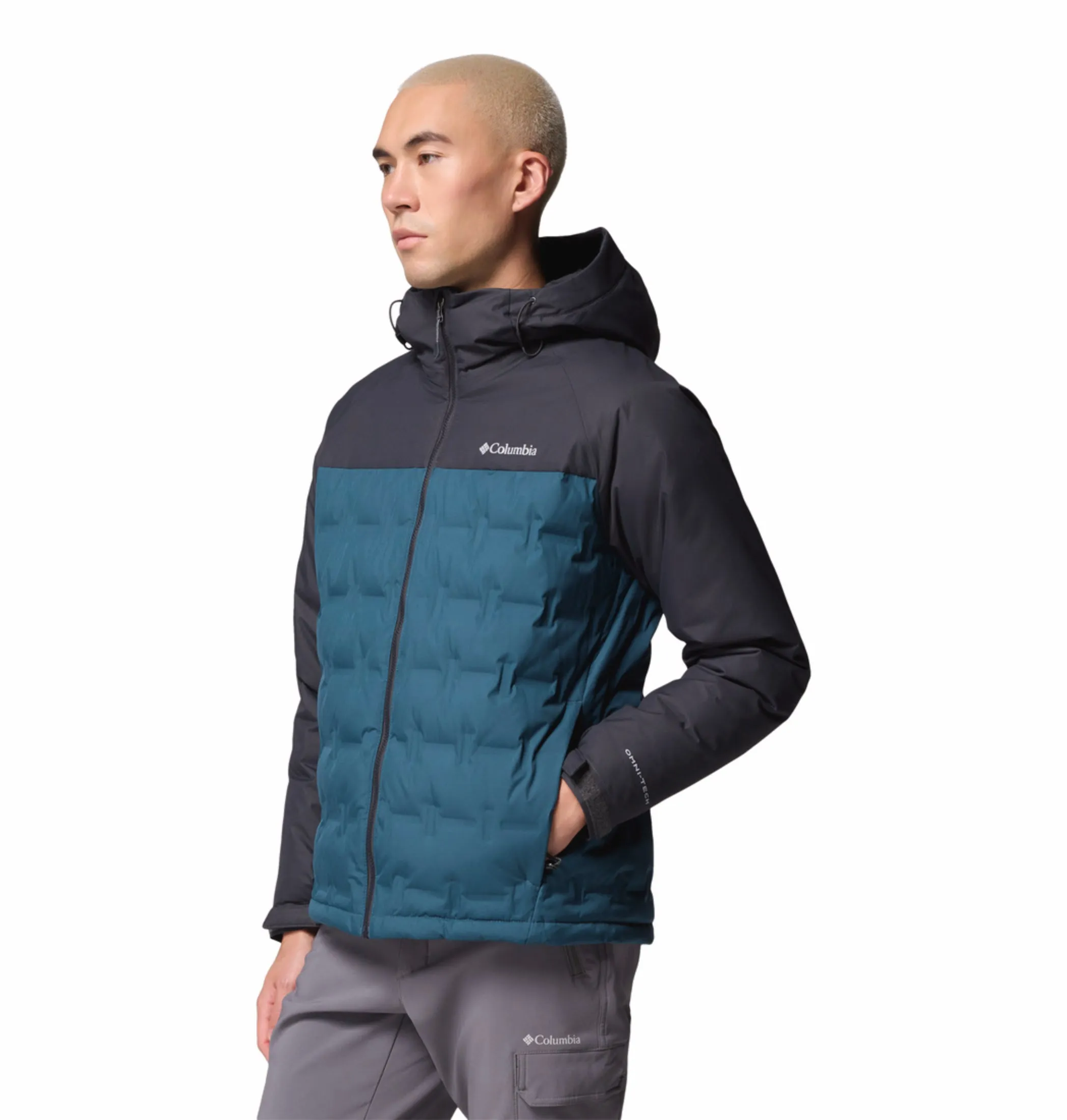 Columbia Men Teal HEAT SEAL Grand Trek III Down Jacket Tie