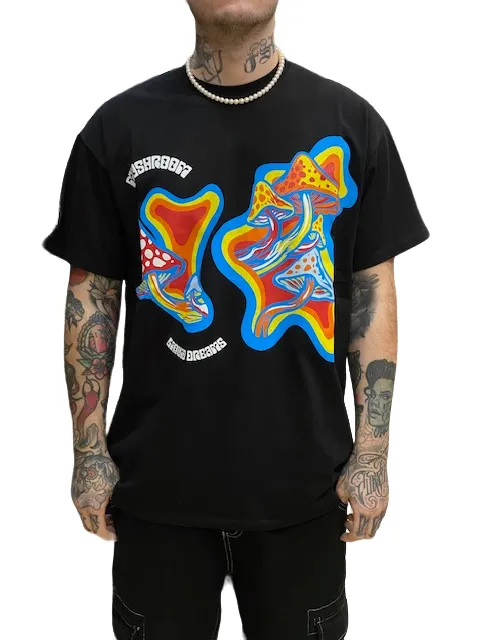 Slim Fit Comfort insulated Mushroom T-shirt da uomo manica corta in cotone 12035-01 nero