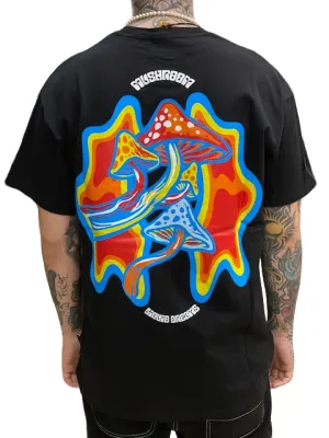 Mushroom T-shirt da uomo manica corta in cotone 12035-01 nero Double Stitched Seams