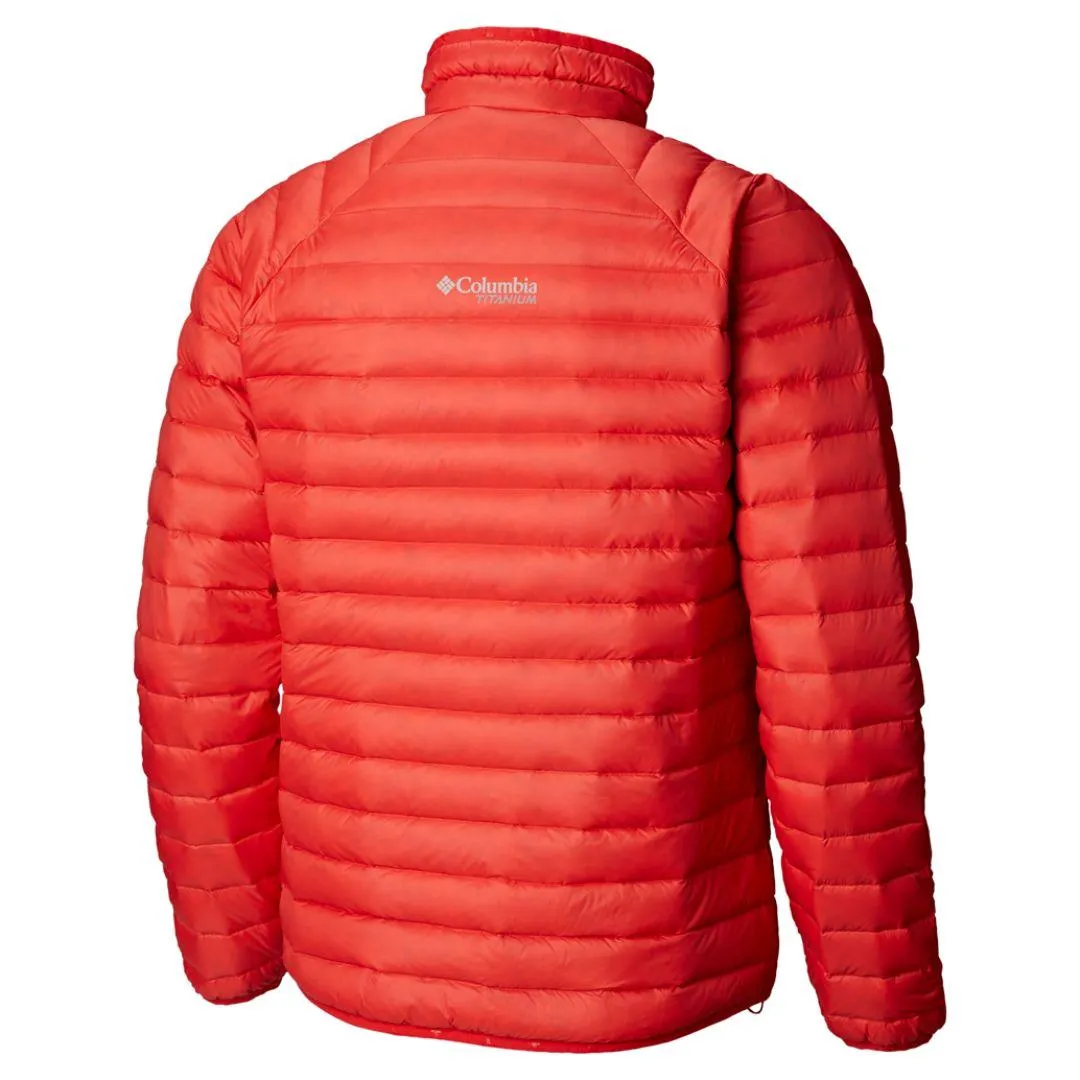 Columbia Men Pink Alpha Trail Down Jacket LaserCut Ventilation Zones Zippered Vents