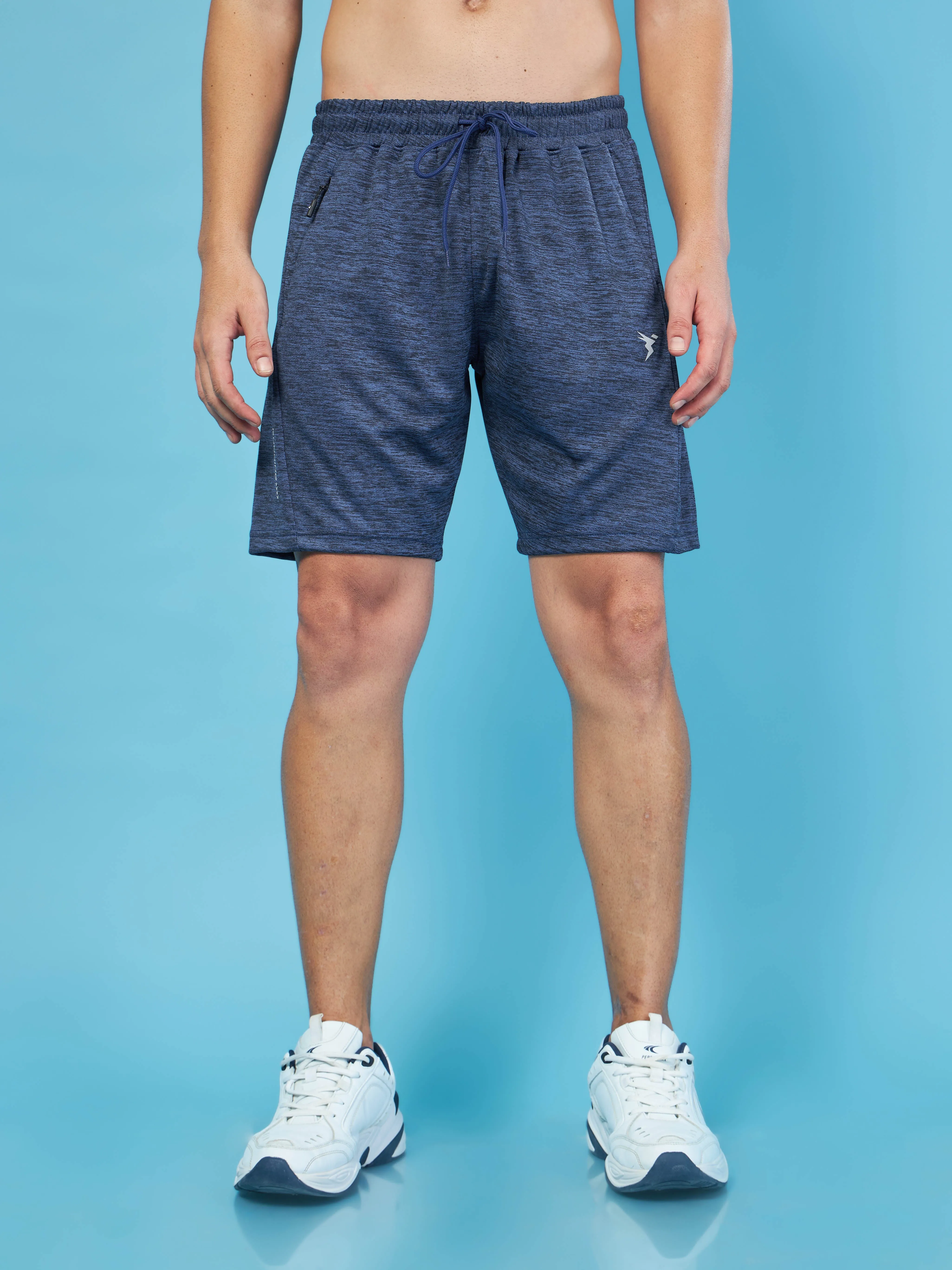 Men Melange Slim Fit Shorts with TECHNO DRY Quick Movement Fit
