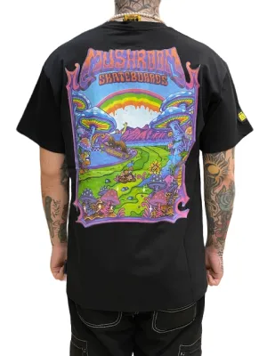 futuristic Mushroom T-shirt da uomo manica corta in cotone 12036-01 nero