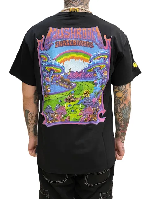 futuristic Mushroom T-shirt da uomo manica corta in cotone 12036-01 nero