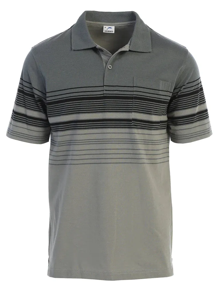 Timeless Style Mens Striped Polo Shirt With Pocket - Yarn Dye
