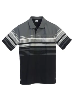 Flexible Layer Mens Striped Polo Shirt With Pocket - Yarn Dye