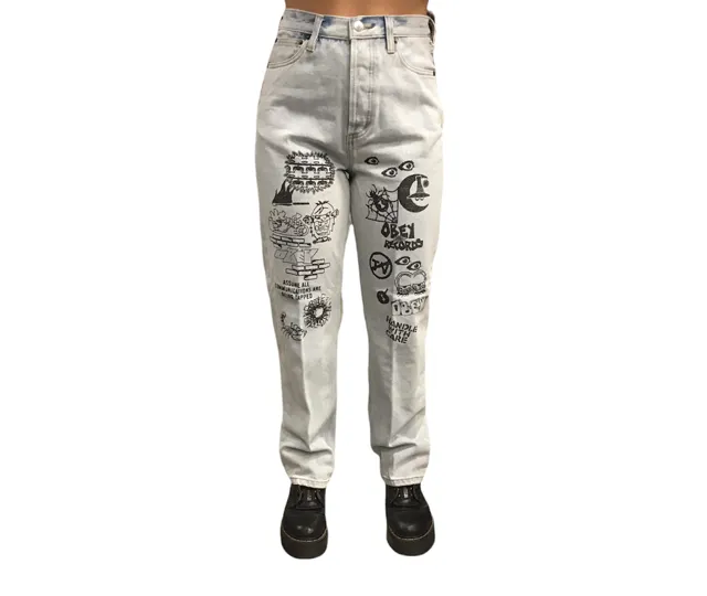 City Walk Autumn Days Lightweight Stylish Casual Evening Stroll Obey Pantalone denim Sophie 242010045 vintege indaco chiaro