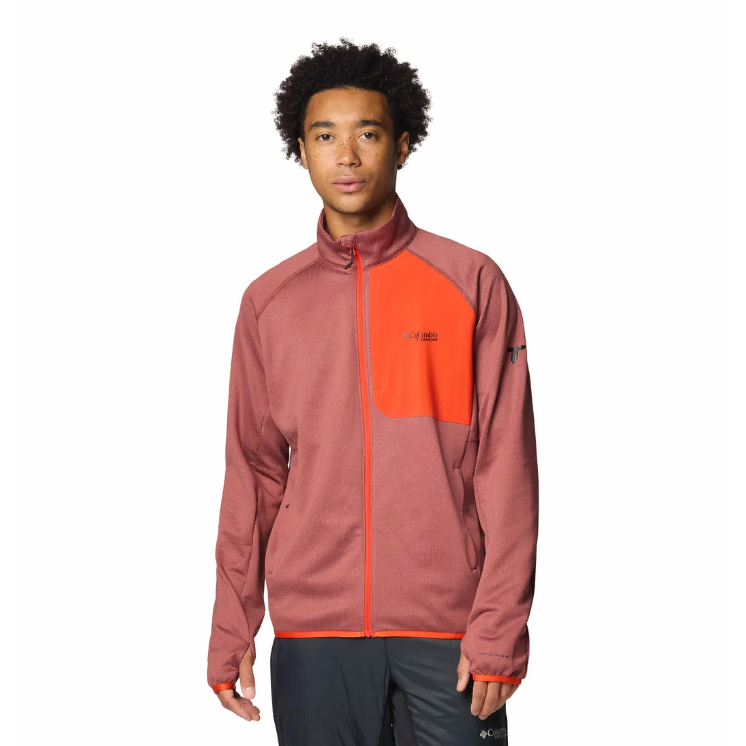 Columbia Men Red Triple Canyon Grid Fleece FZ II Fall Ready Hike Fit