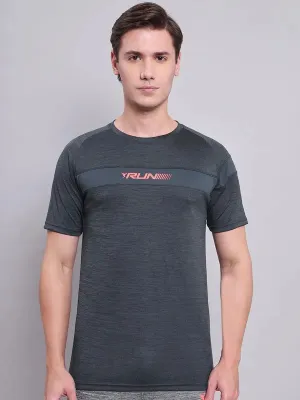 Men Melange Slim Fit Crew Neck T-shirt with TECHNO COOL  Layering Essential Soft Base