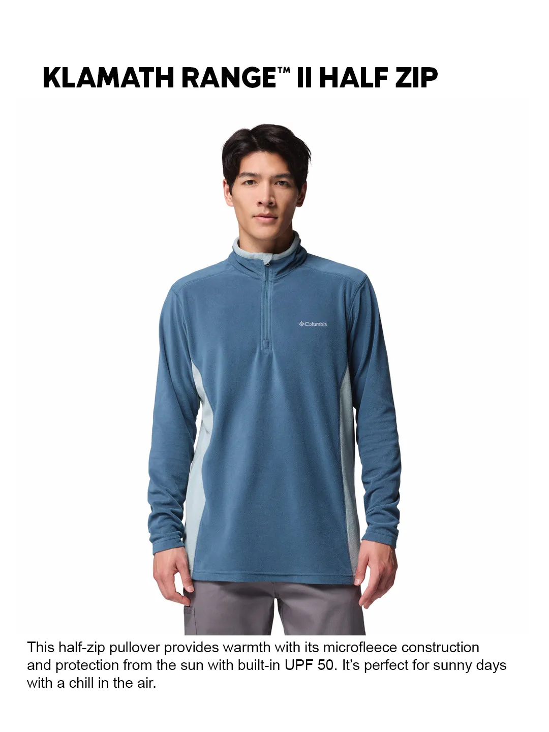 mountain gear Thermal Outfit Columbia Men Teal Klamath Range II Pullover