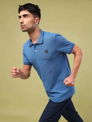 Men Solid Slim Fit Polo T-shirt with ELASTO PLUS Smart Wearable Sleek Style