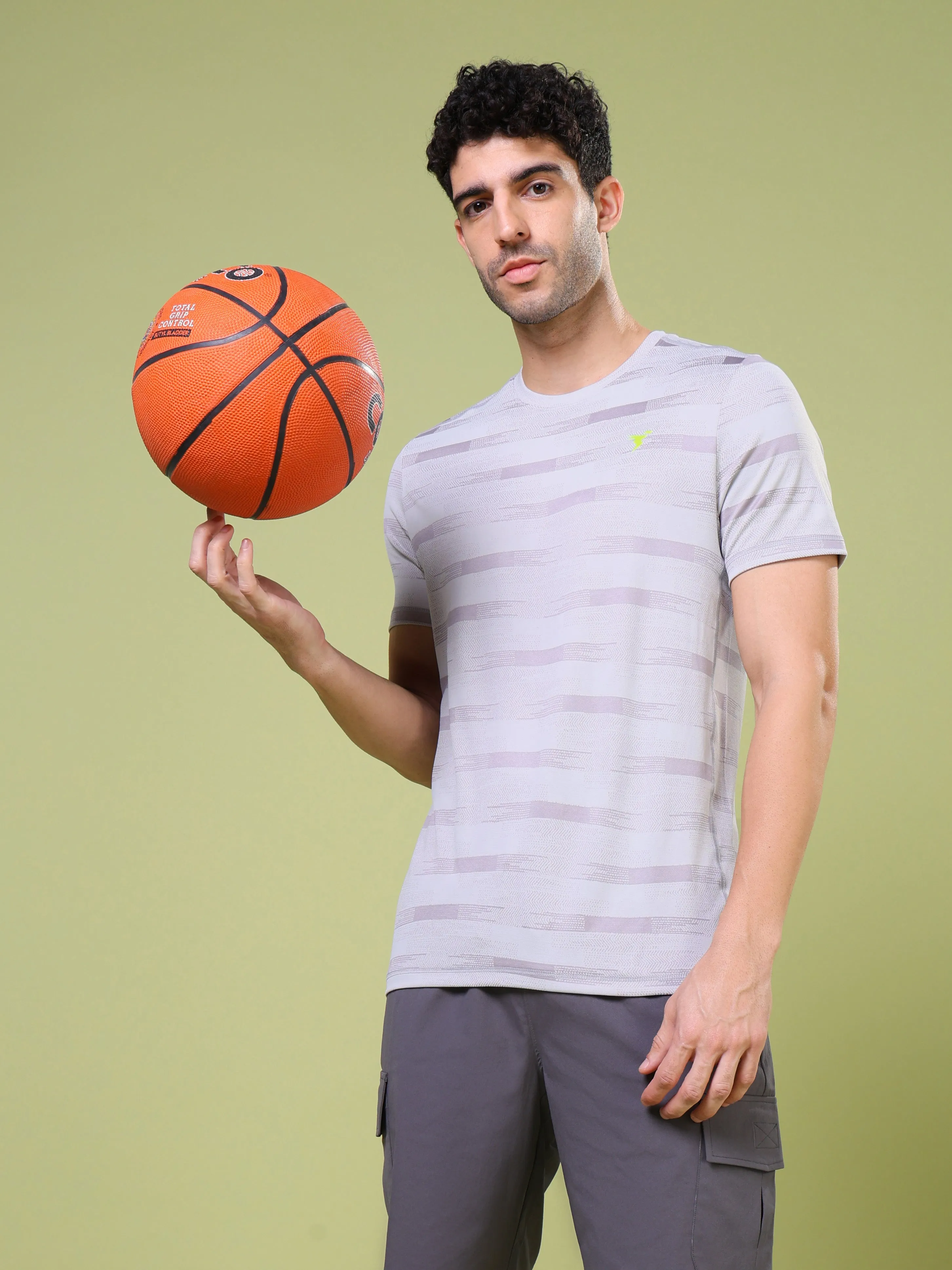 Men Jacquard Slim Fit Crew Neck T-shirt with DOUBLE COOL AdvancedMoistureManagement