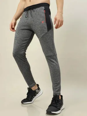 Men Melange Slim Fit Trackpants with TECHNO DRY Functional Fit Active Performance