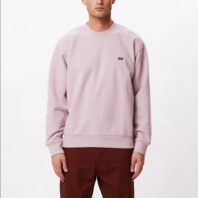 earthy colors Fashion Relaxed Obey Felpa girocollo da uomo Timeless Reycled Heavy Crew 112480114 lilla