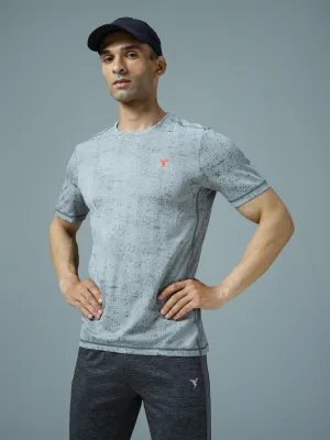 Men Jacquard Slim Fit Crew Neck T-shirt with DOUBLE COOL Active Design