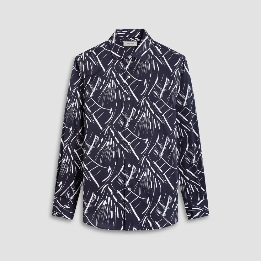 Faith Core NonSlipGrip Bugatchi Axel Abstract Long-Sleeve Shirt - Black