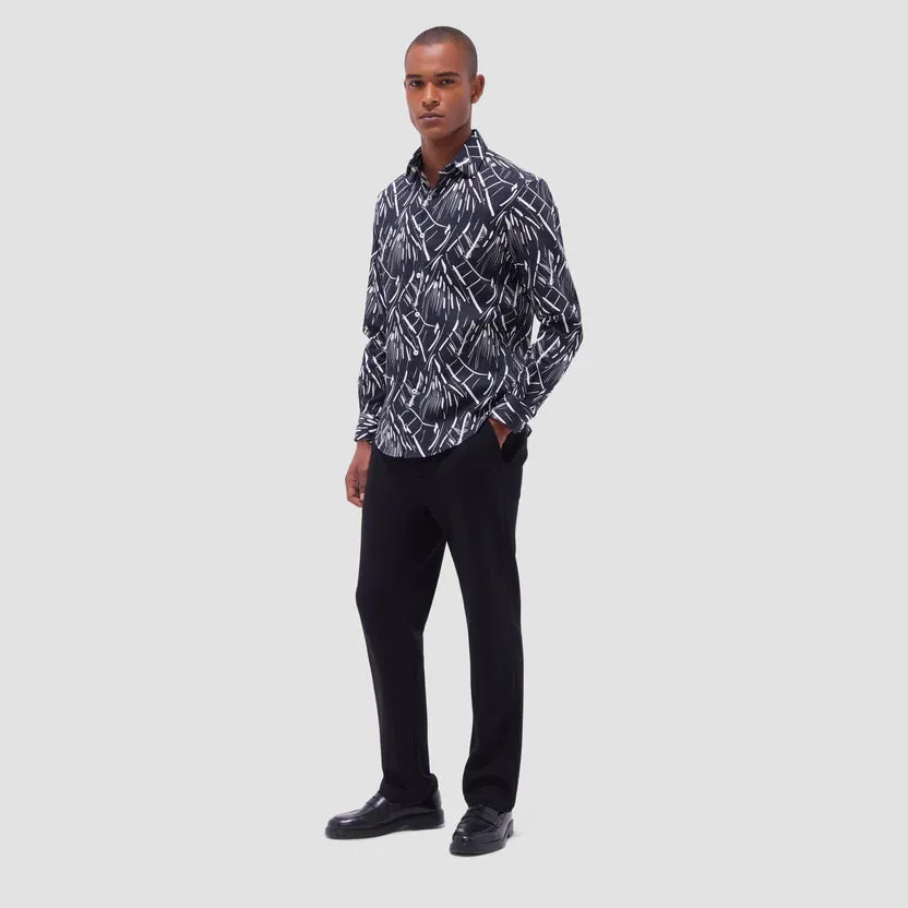 Tough Core AdjustableStraps Bugatchi Axel Abstract Long-Sleeve Shirt - Black