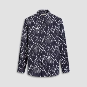 Faith Core NonSlipGrip Bugatchi Axel Abstract Long-Sleeve Shirt - Black