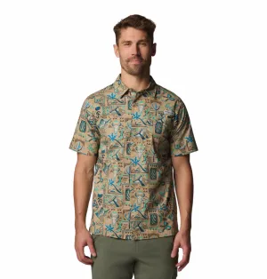 Columbia Men Brown Wild Cast Camp Shirt Sun shield Quick Core