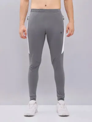 Multi Pocket Configuration Temperature Regulating Fabric Men Melange Slim Fit Trackpants with TECHNO DRY