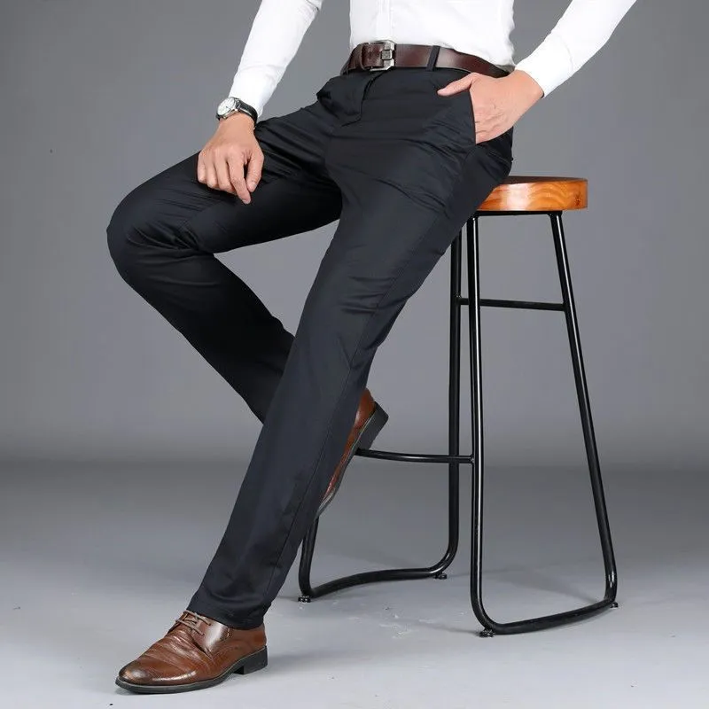 British Style Men High-Quality Casual Dress Pant Men Design Slim Trousers Warm Fit