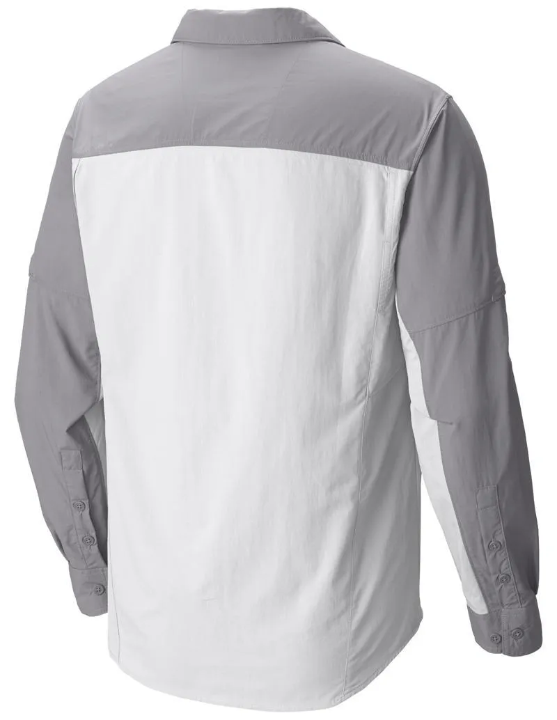 Columbia Men White Silver Ridge Blocked Long Sleeve Shirt (Sun Protection) CompactPackaging