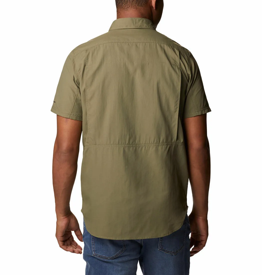 Columbia Men Green Silver Ridge 2.0 Short Sleeve Shirt (Sun Protection) OdorResistant Fabric