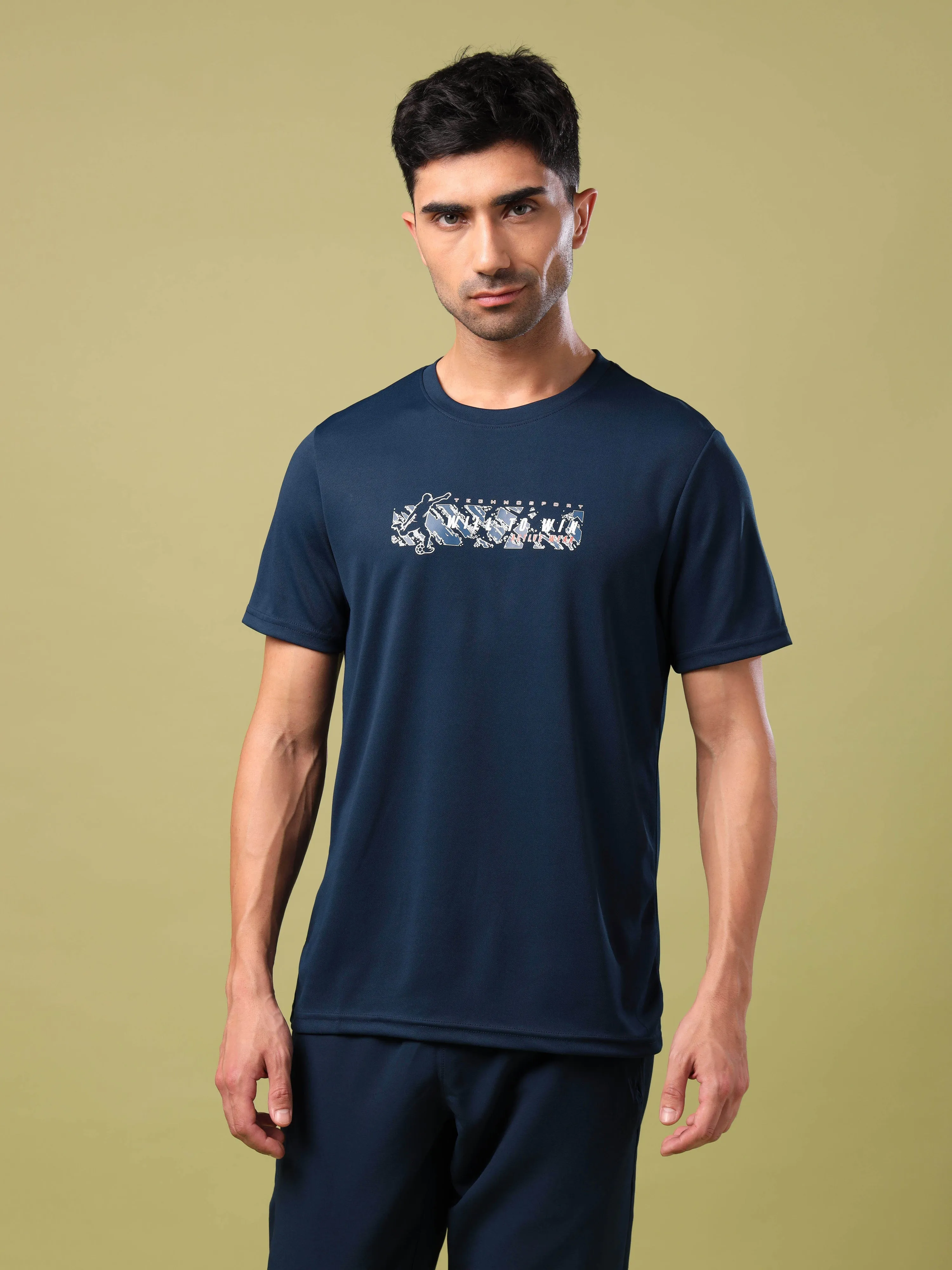 Rustic Ease Men Printed Slim Fit Round Neck T-shirt with TECHNO COOL 