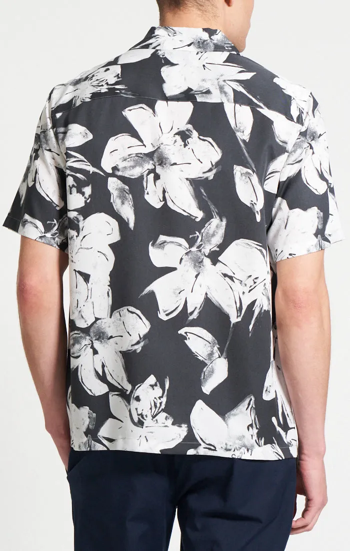Theory Noll Brushed Floral Camp Shirt - Carbon Code Soul SnagFree Fabric