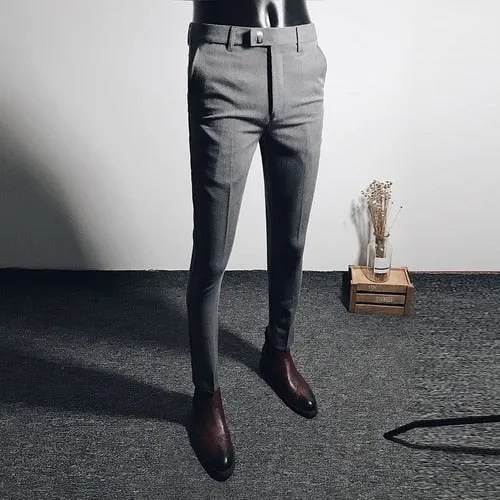 Fashion Men Suit Pants Ankle Length Business Wedding Dress Pants CrossBackStructure