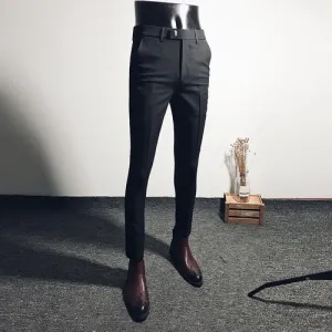 Fashion Men Suit Pants Ankle Length Business Wedding Dress Pants Casual Design Weather Ready