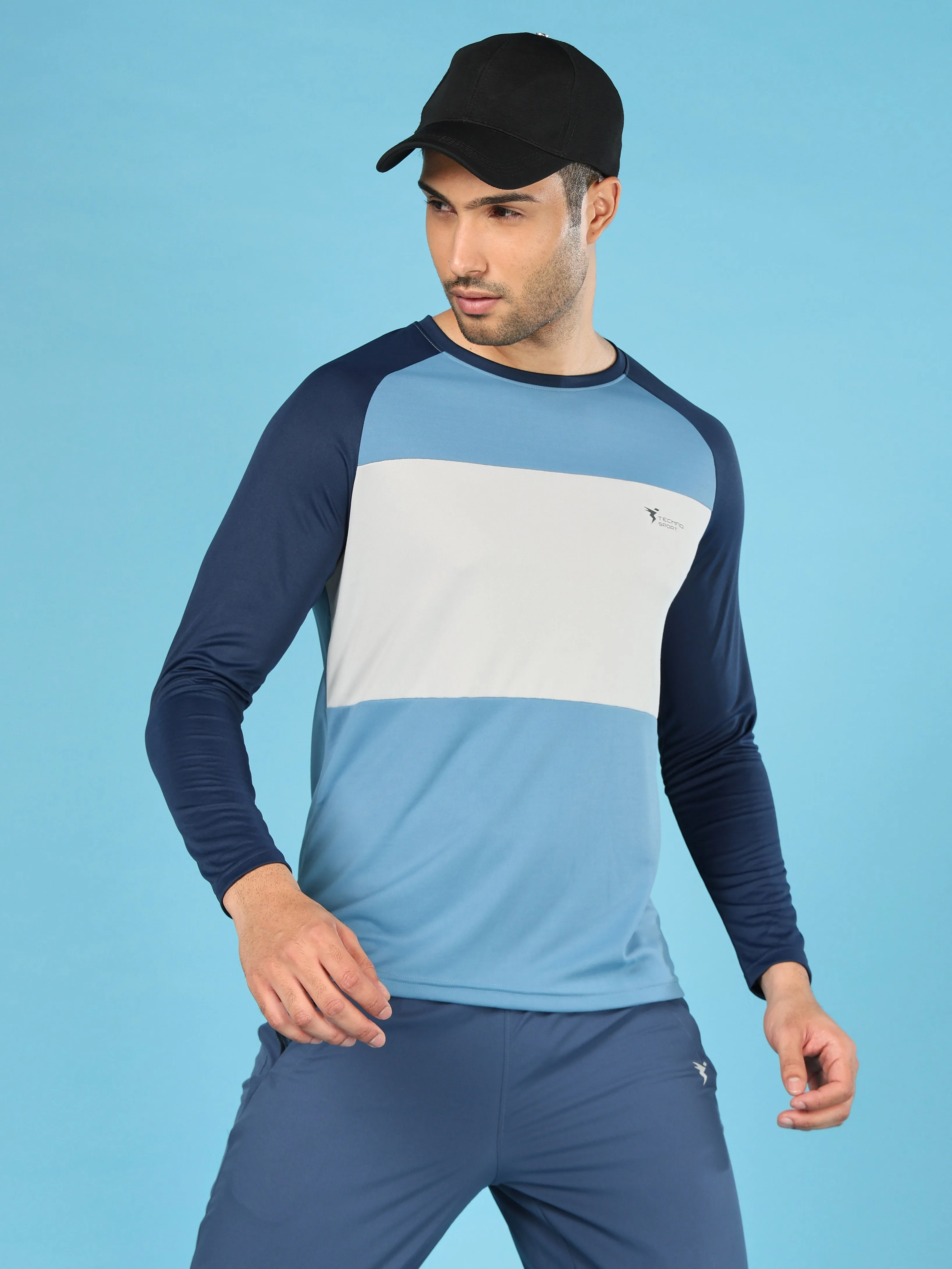 Men Colorblock Slim Fit Crew Neck T-shirt with TECHNO COOL  Comfortable and stylish Lightweight Style