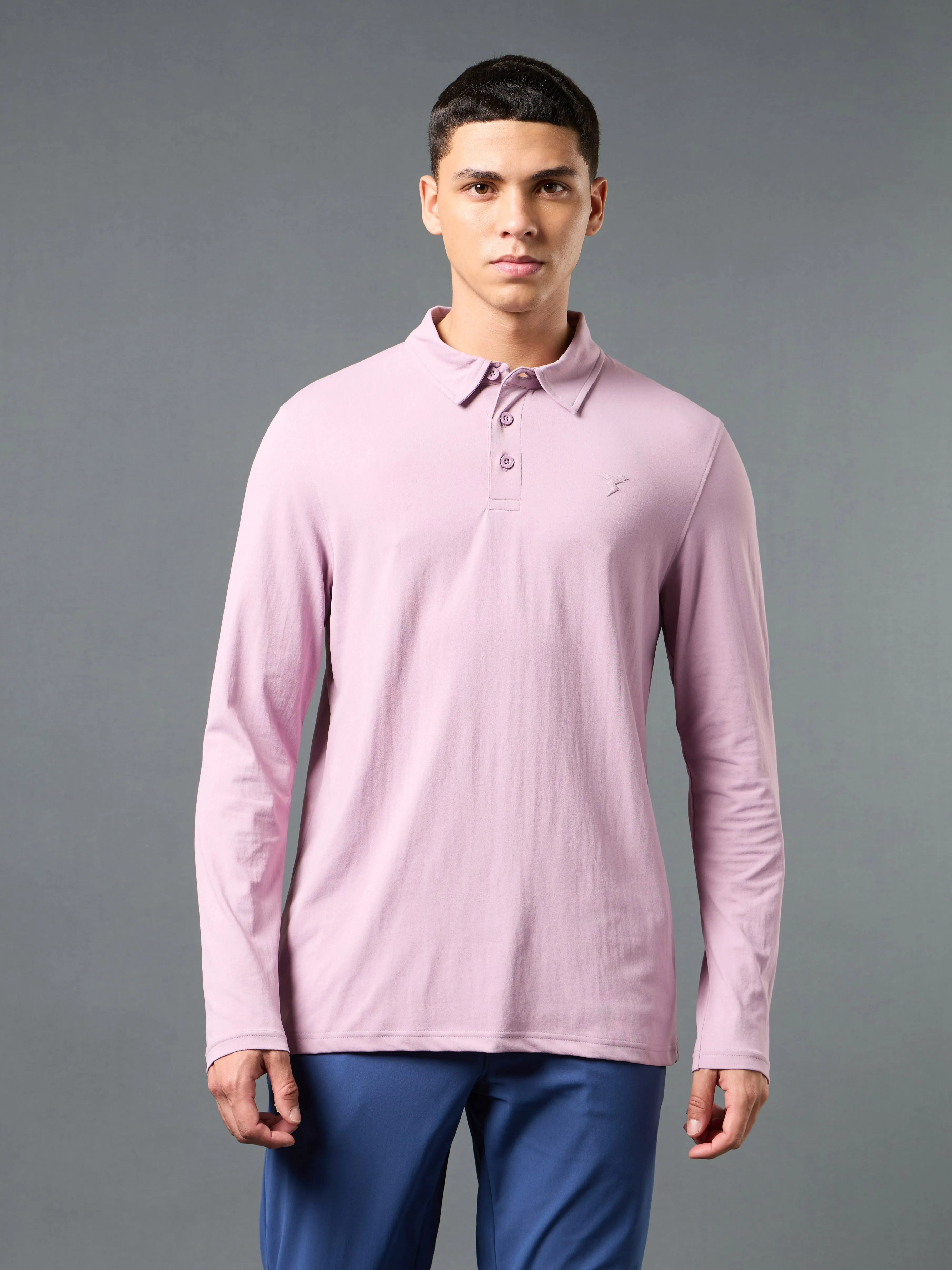Functional Wear Men Solid Slim Fit Polo T-shirt with COTFLEX