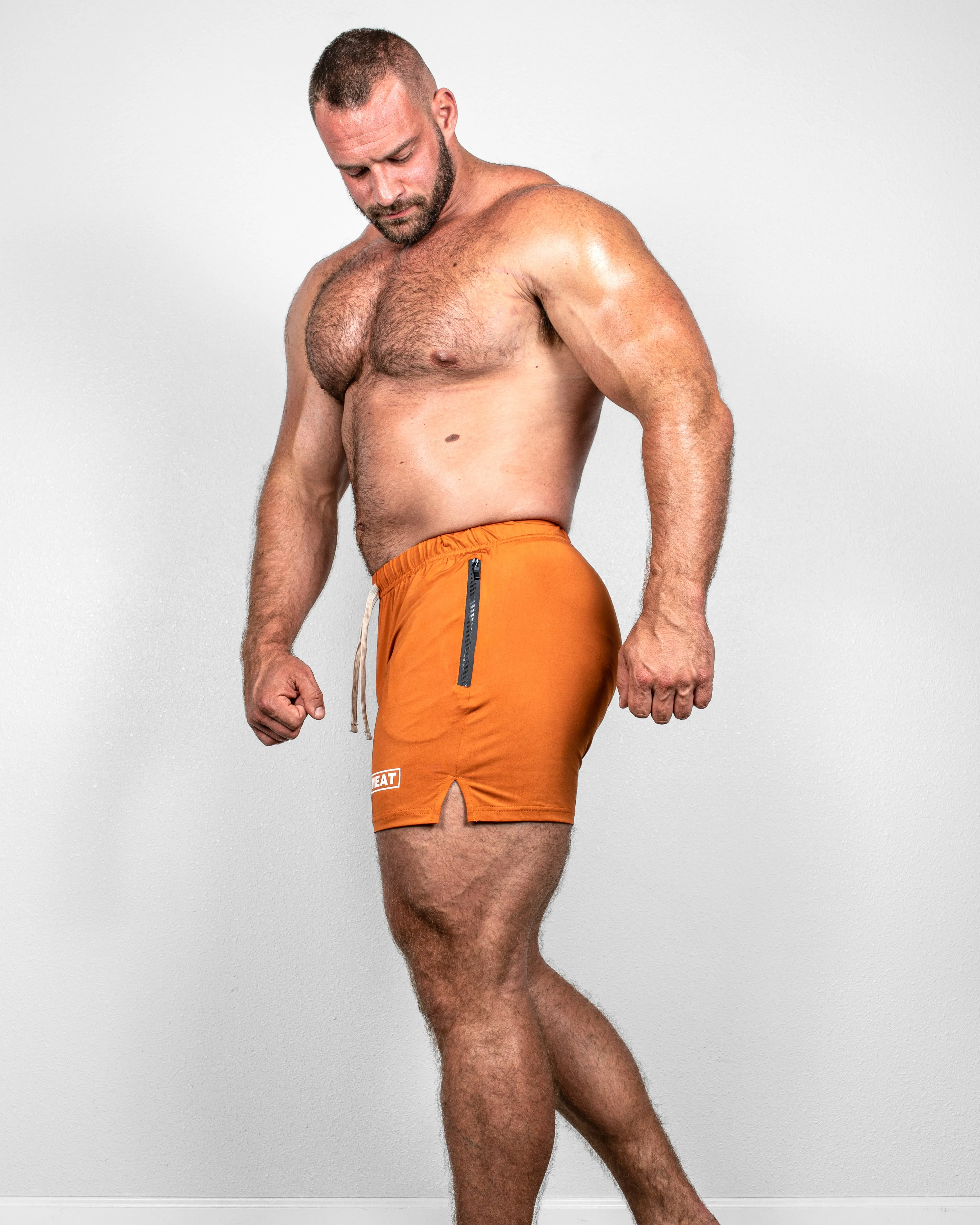 SQUATTING SHORTS ?C RETRO / AMBER ORANGE Flexible Material
