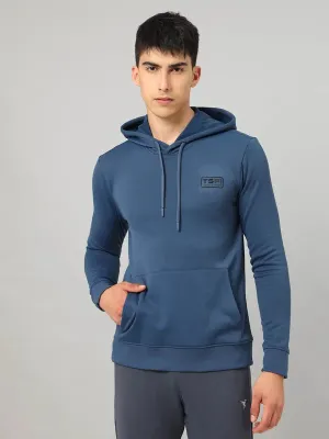 Men Solid Slim Fit Hooded Jacket with TECHNO DRY SustainableCertified AdjustableStraps