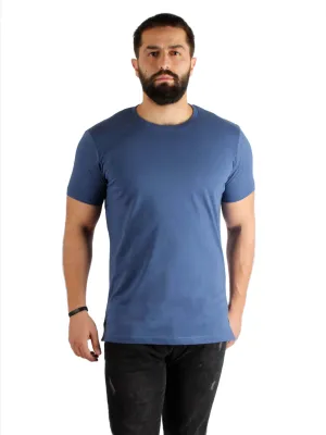 Non Restrictive high humidity use Crew Neck Cotton T-shirt - Indigo