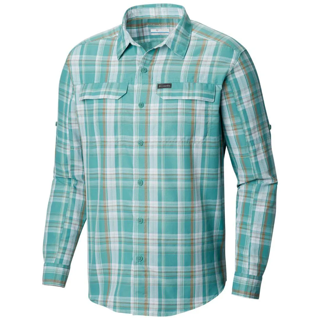 Joy Ease Columbia Men Green Silver Ridge 2.0 Plaid L/S Shirt (Sun Protection)